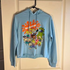 Woman’s Light Blue Nickelodeon Crop Top Sweat Shirt